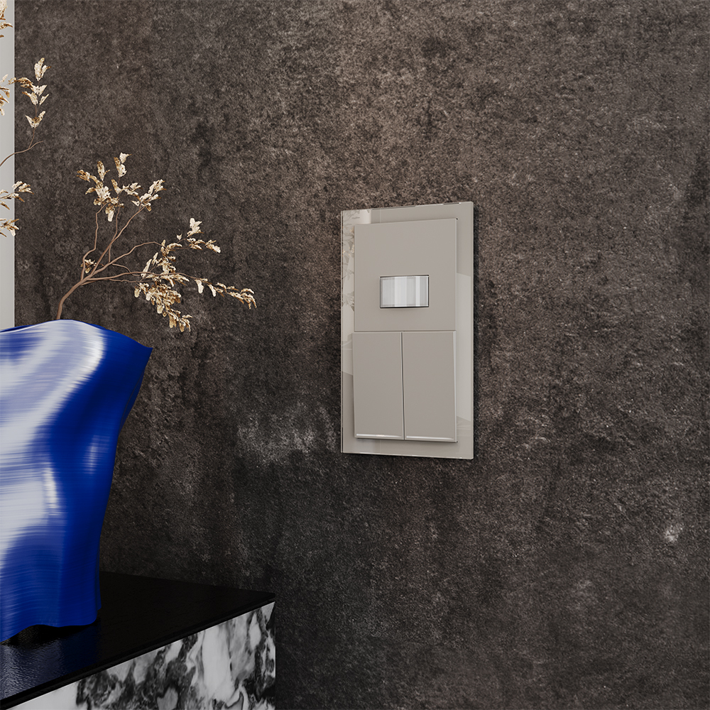 Выключатель встраиваемый VOLTUM S70 двухклавишный с подсветкой 10А, (кашемир)