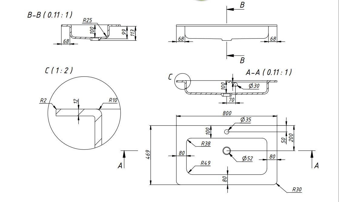 Тумба с раковиной Creto Bravo Gray 80 см
