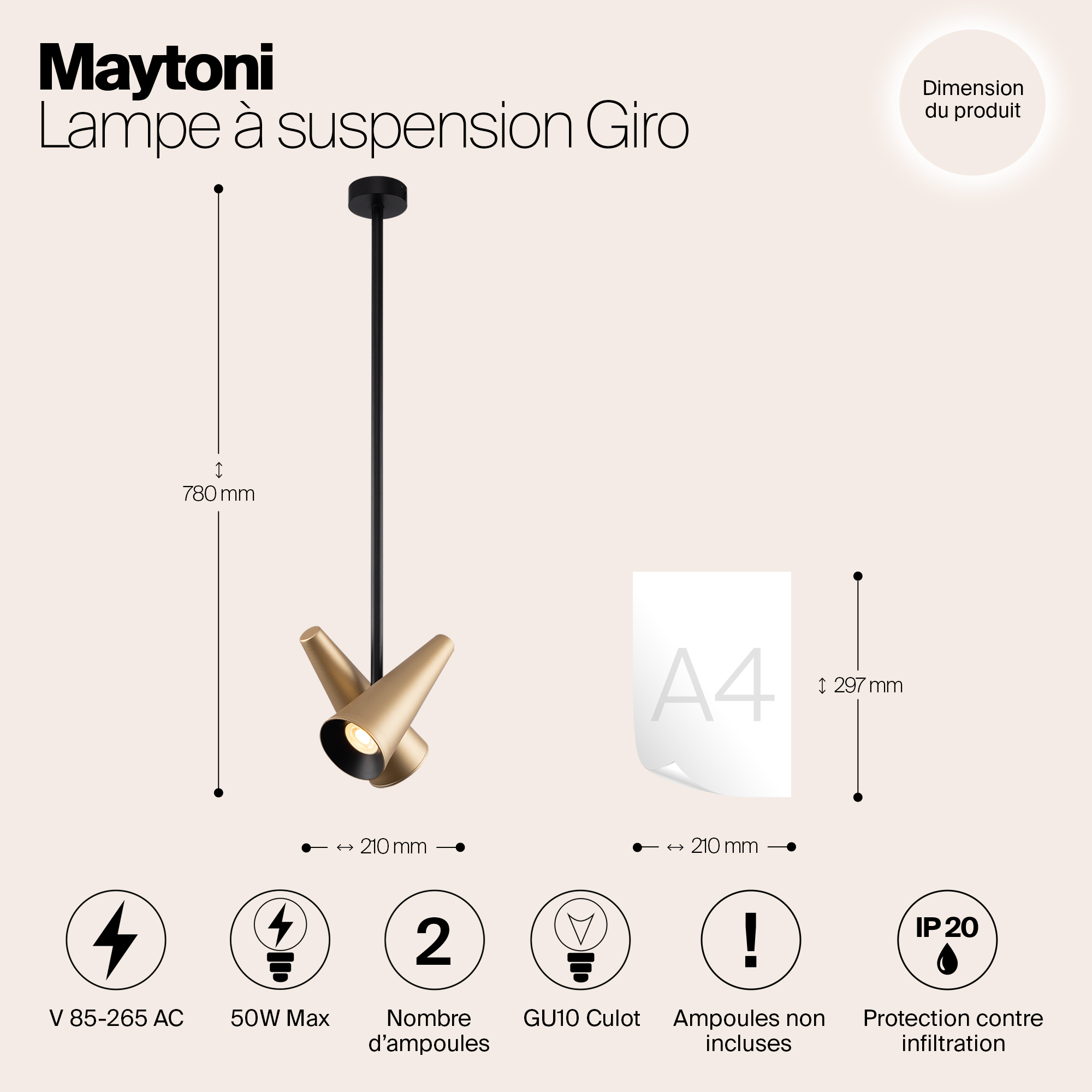 Подвесной светильник Maytoni MOD095PL-02BS