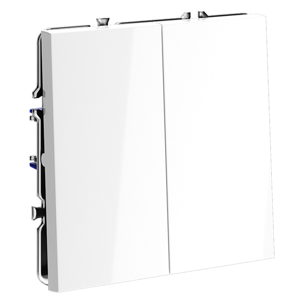 Проходной переключатель встраиваемый VOLTUM S70 двухклавишный 10А, (белый глянцевый)