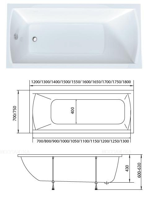 Акриловая ванна Creto Modalia 180х75 см 9-18075