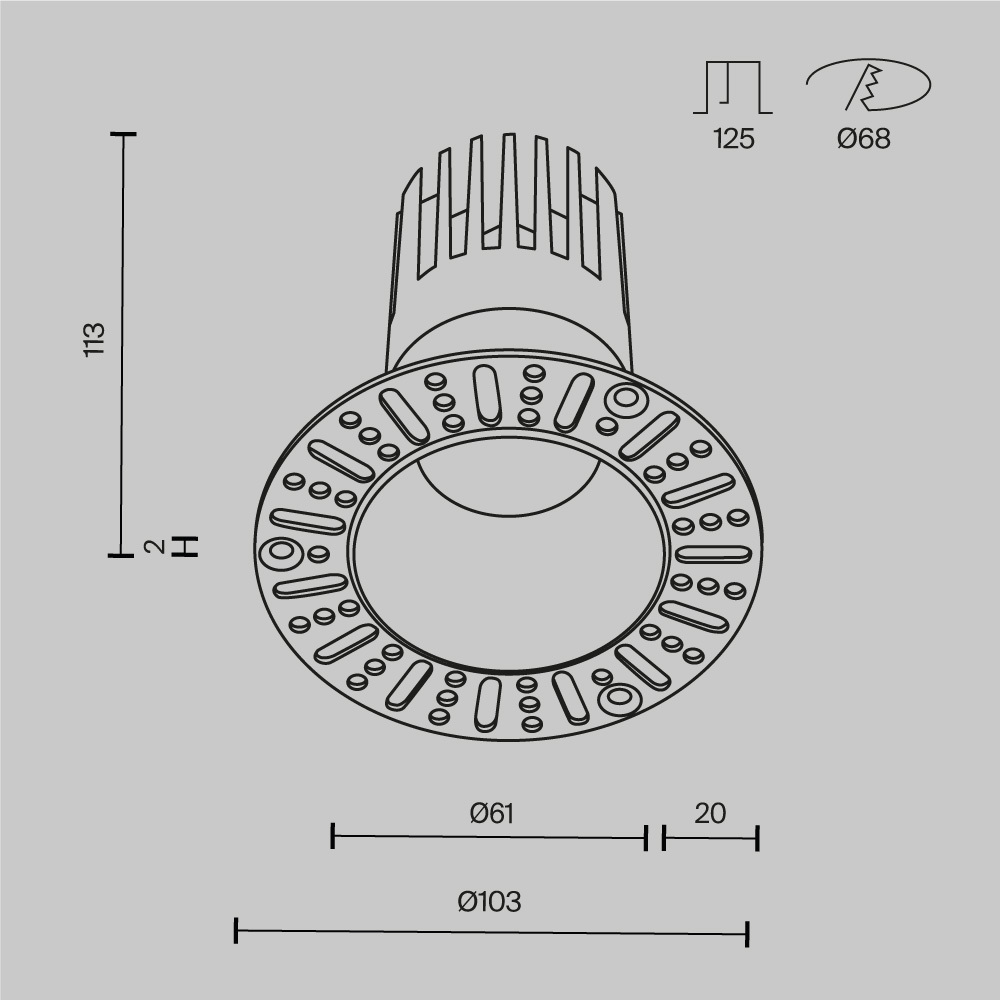 Встраиваемый светильник Technical DL122-15W-3K-TRS-W
