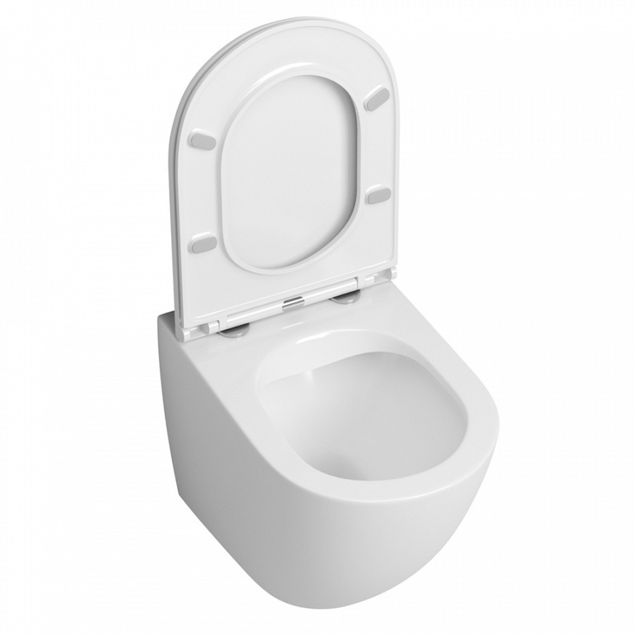 Унитаз приставной безободковый Creto Logan 1104-Logan-L7PP с крышкой-сиденьем микролифт, белый