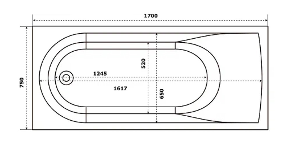 Ванна из литьевого мрамора Creto Present 170x75 см 21-1111