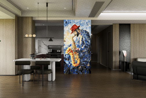 Керамогранит Декоративное панно MDetails Trumpet Man (набор из 4шт. 60x120) 120x240