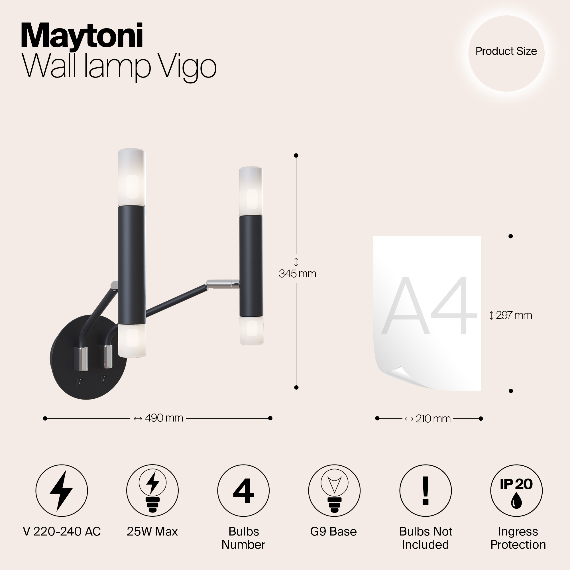 Настенный светильник (бра) Maytoni MOD620WL-04B