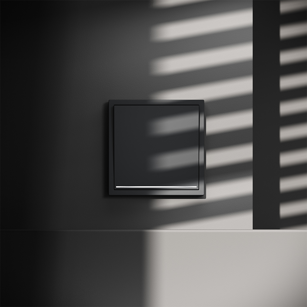 Проходной переключатель встраиваемый VOLTUM S70 одноклавишный с подсветкой 10А, (графит)