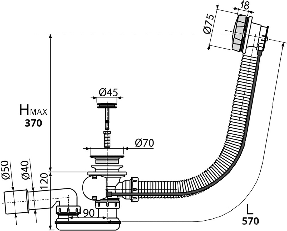 Слив-перелив Alpen ALP55-RU60
