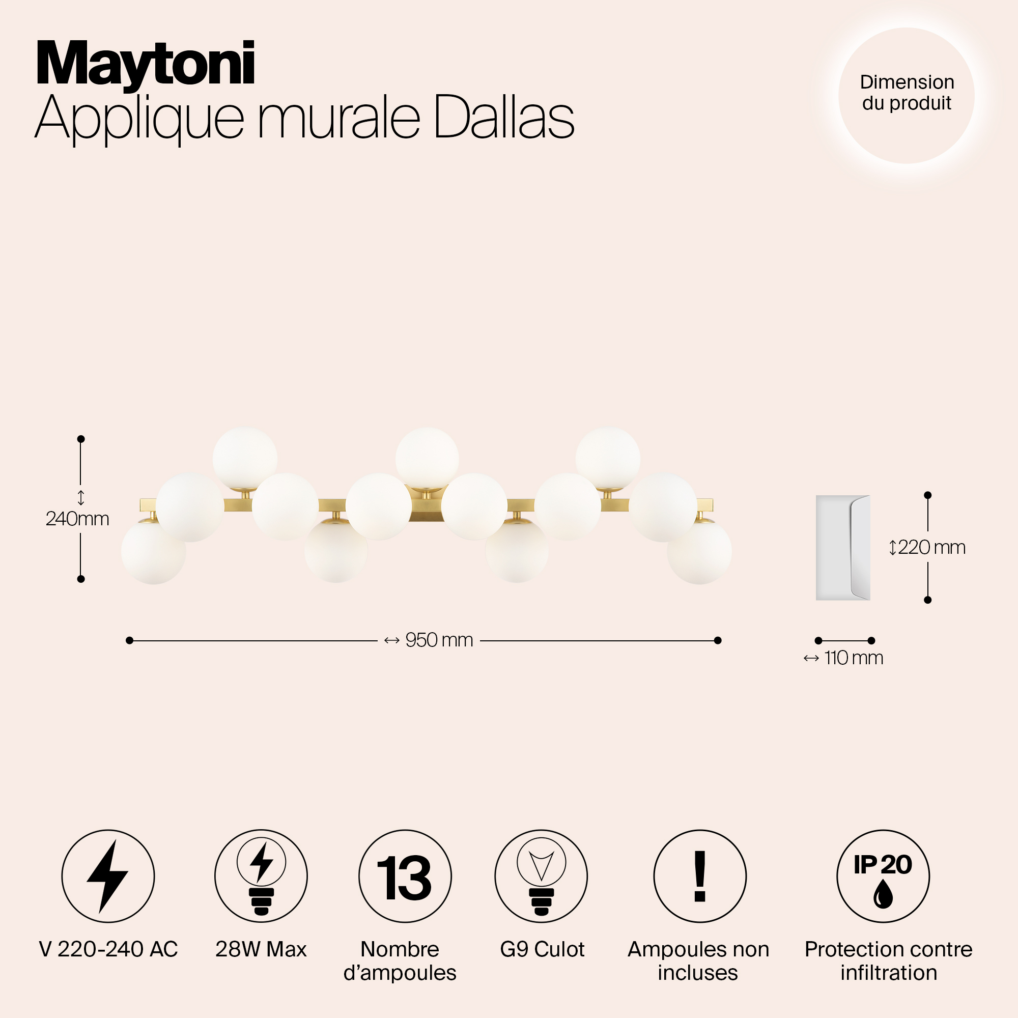 Настенный светильник (бра) Maytoni MOD547WL-13BS
