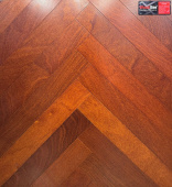 Английская елка  Wood Bee Herringbone Сапели гладкий глянец Sapele, UV-лак gloss  510x92x12/ 2.06 м2