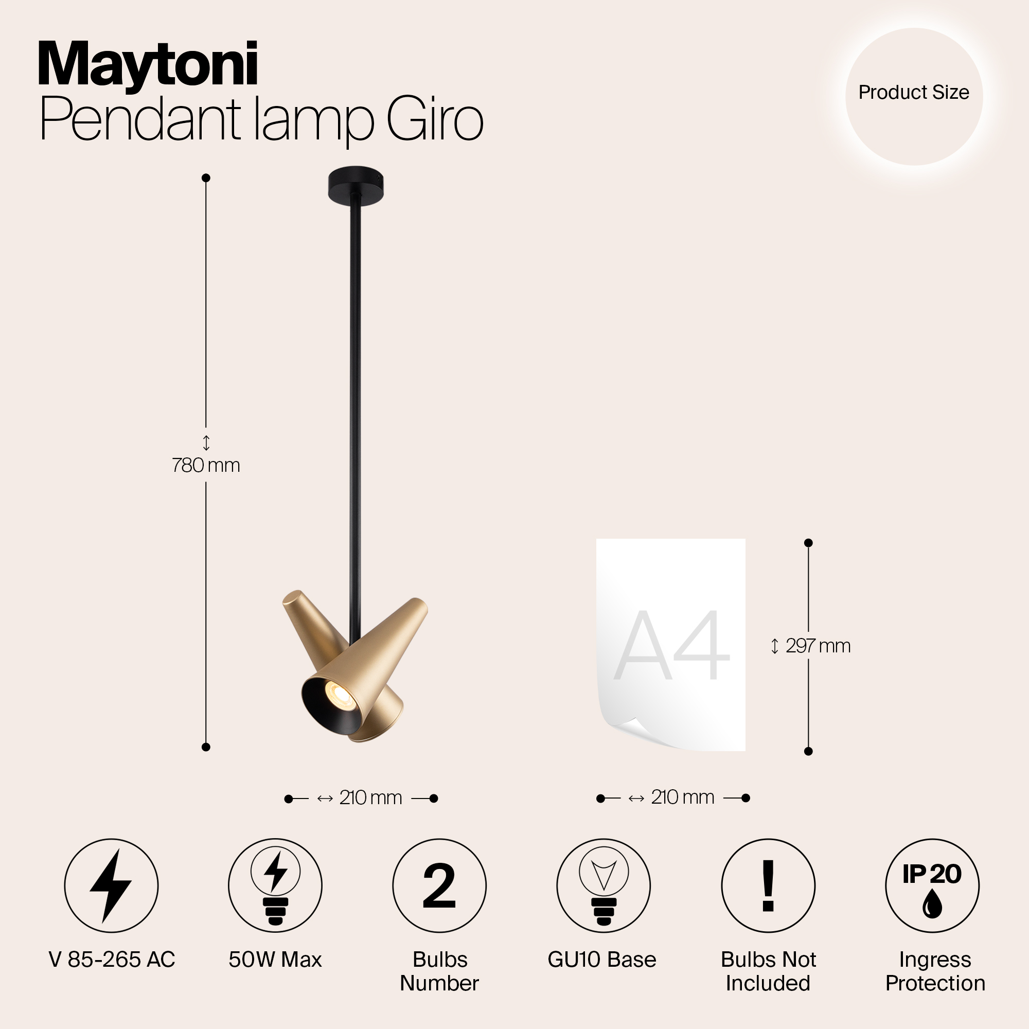 Подвесной светильник Maytoni MOD095PL-02BS