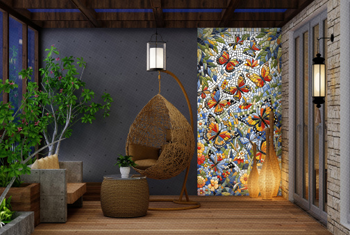 Керамогранит Декоративное панно MDetails Winged Jewels (набор из 4шт. 60x120) 120x240