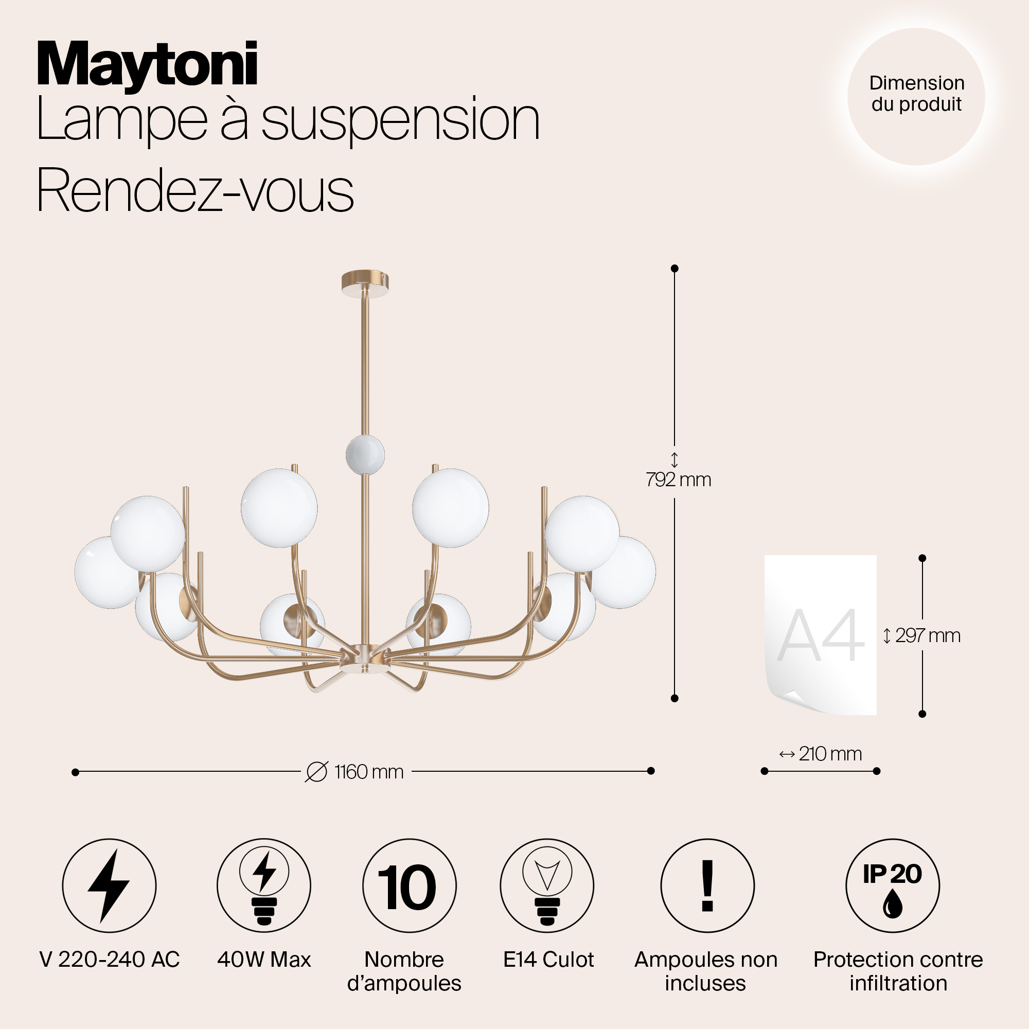 Подвесной светильник Maytoni MOD109PL-10BS