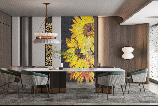 Керамогранит Декоративное панно MDetails Golden Petals (набор из 4шт. 60x120) 120x240