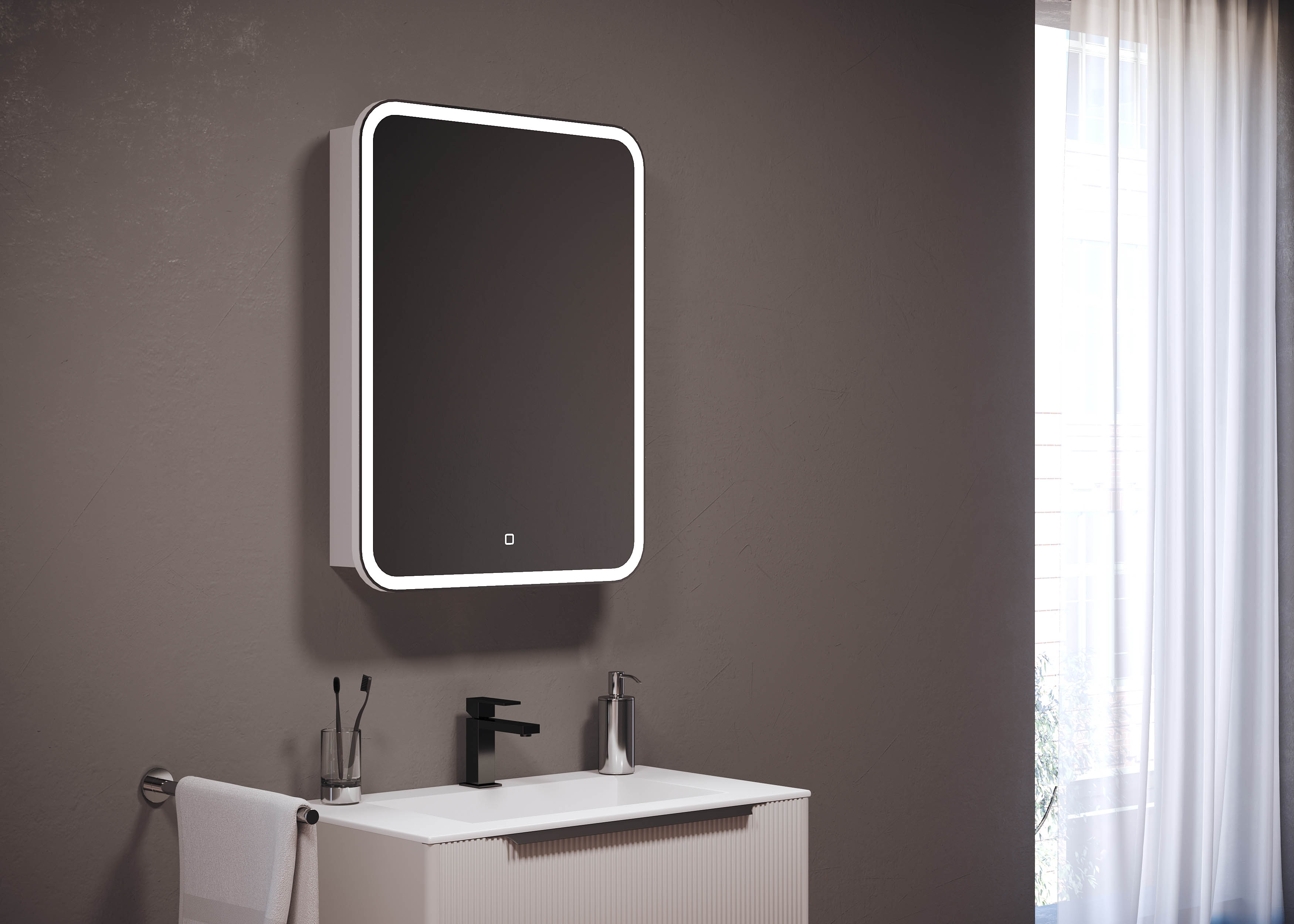 Зеркальный шкаф Creto Zoe 60х80 с LED подсветкой 16-602800Z