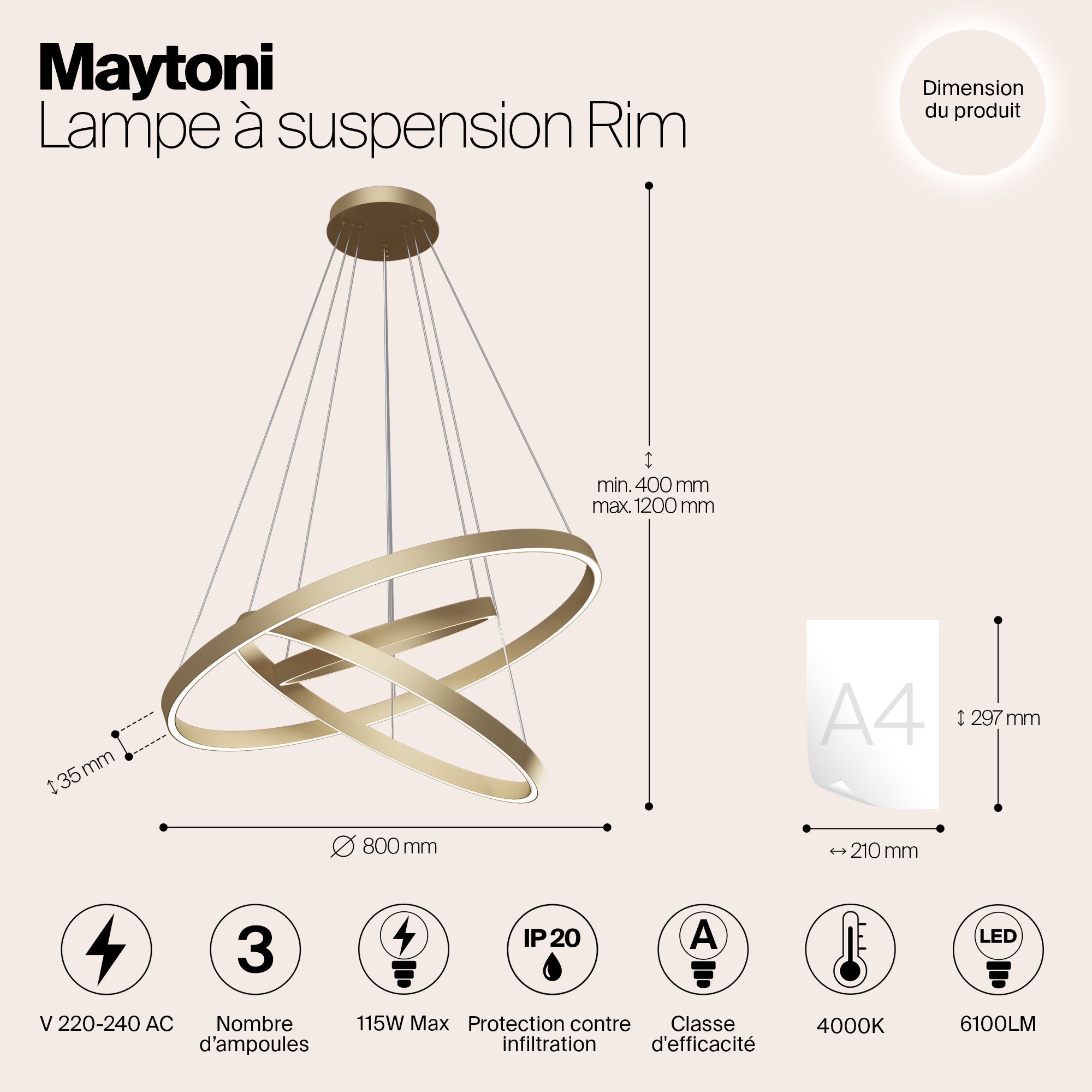 Подвесной светильник Maytoni MOD058PL-L100BS4K