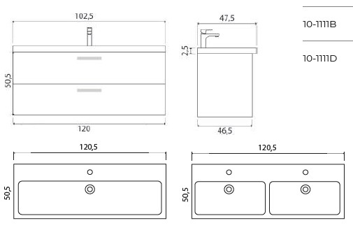 Тумба под раковину Creto Ares Davos 120