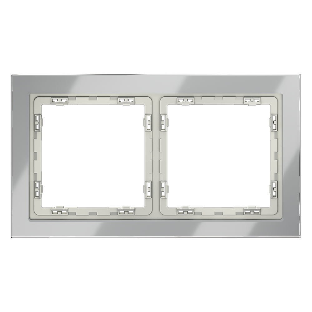 Рамка стеклянная VOLTUM S70 на 2 поста, (сталь, стекло)