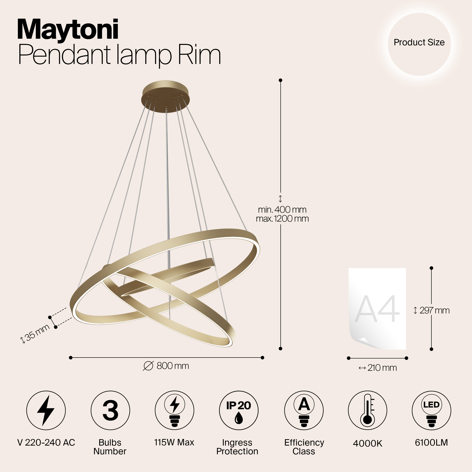Подвесной светильник Maytoni MOD058PL-L100BS4K