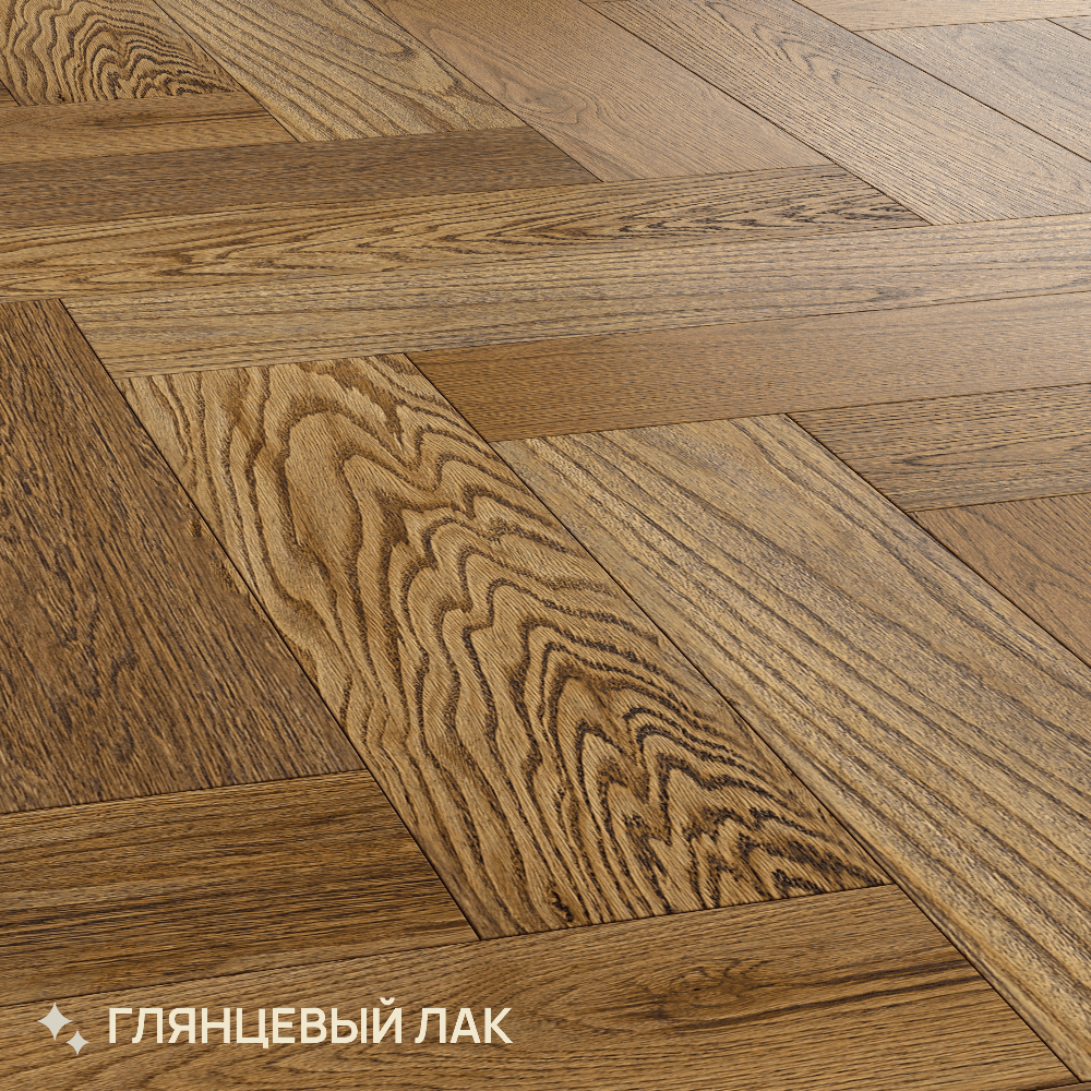 Паркет Елка Английская Royal Parket 490х125х13мм Дуб Натур Шерман лак