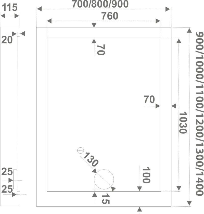 Душевой поддон акриловый Creto Olimpos 1300х900 6-1017