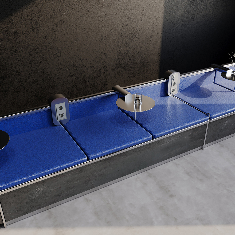 Розетка встраиваемая VOLTUM S70 с заземлением и защитными шторками, 16А, с USB, A+A, (сталь)