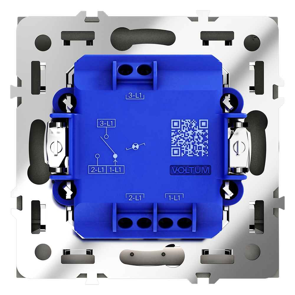Проходной переключатель встраиваемый VOLTUM S70 одноклавишный с подсветкой 10А, (черный матовый)
