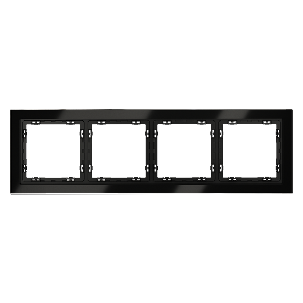 Рамка стеклянная VOLTUM S70 на 4 поста, (черный,стекло)