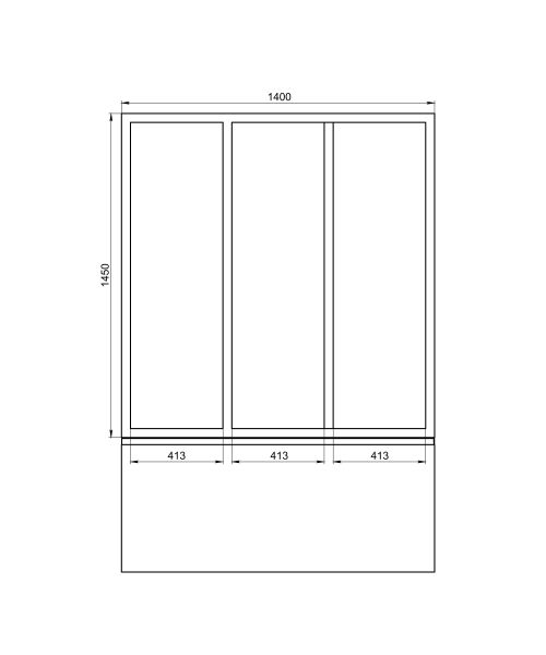 Шторка на ванну Creto Avalon 7.0 140х145 см трёхстворчатая