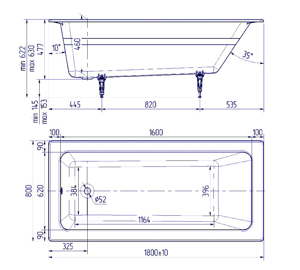 Ванна чугунная Creto Strong 180x80 см 25-1180