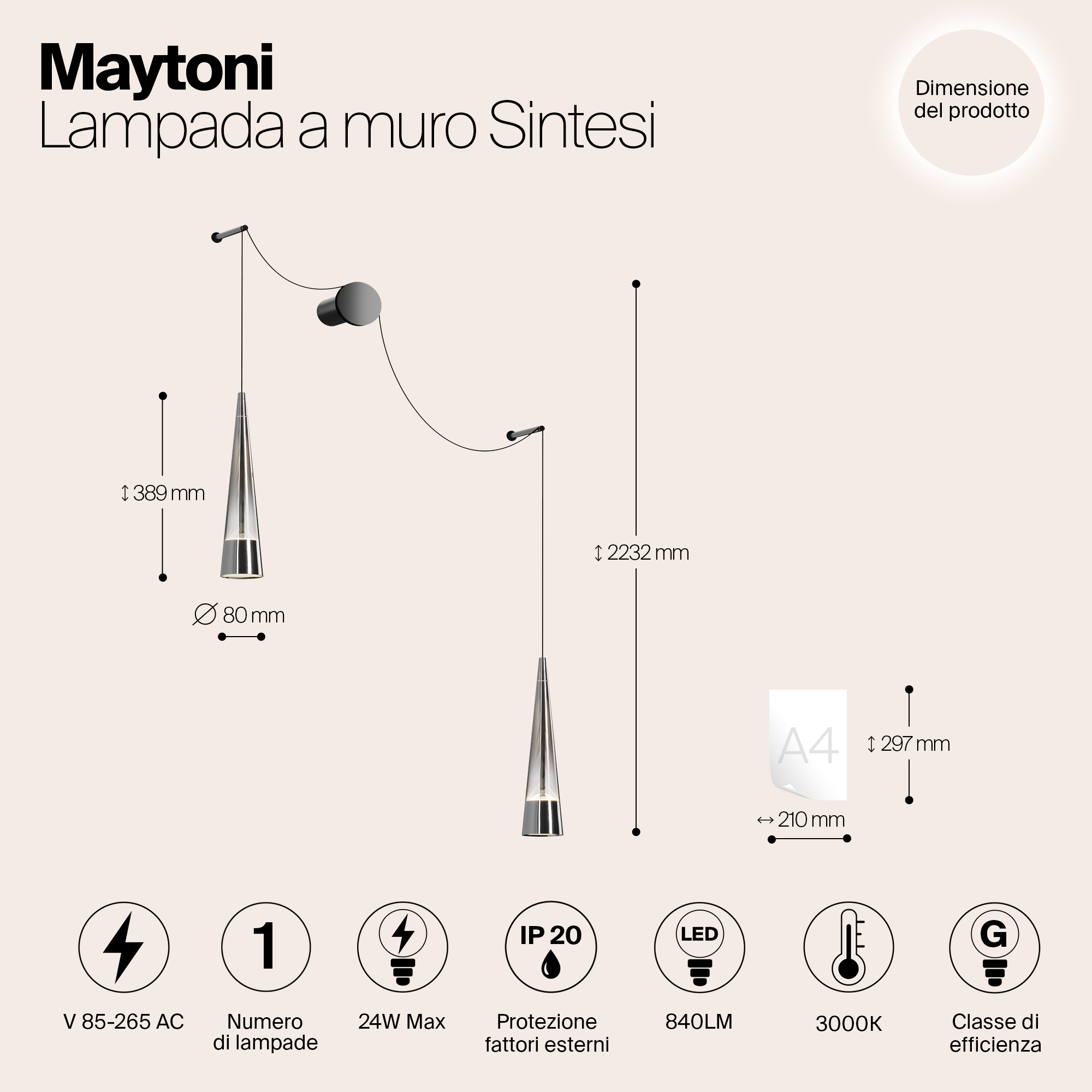 Настенный светильник (бра) Maytoni P090WL-L24CH3K