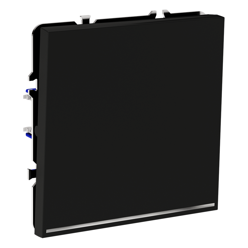 Проходной переключатель встраиваемый VOLTUM S70 одноклавишный с подсветкой 10А, (черный матовый)