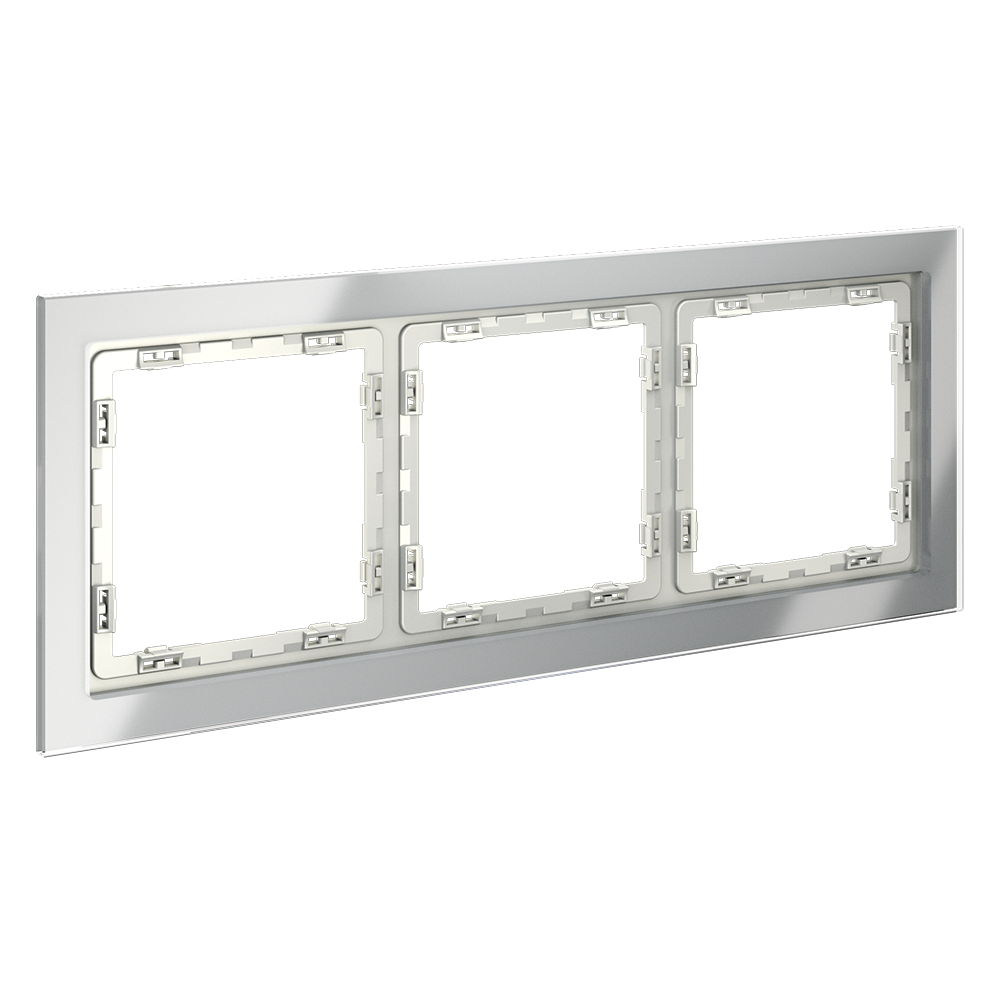 Рамка стеклянная VOLTUM S70 на 3 поста, (сталь, стекло)