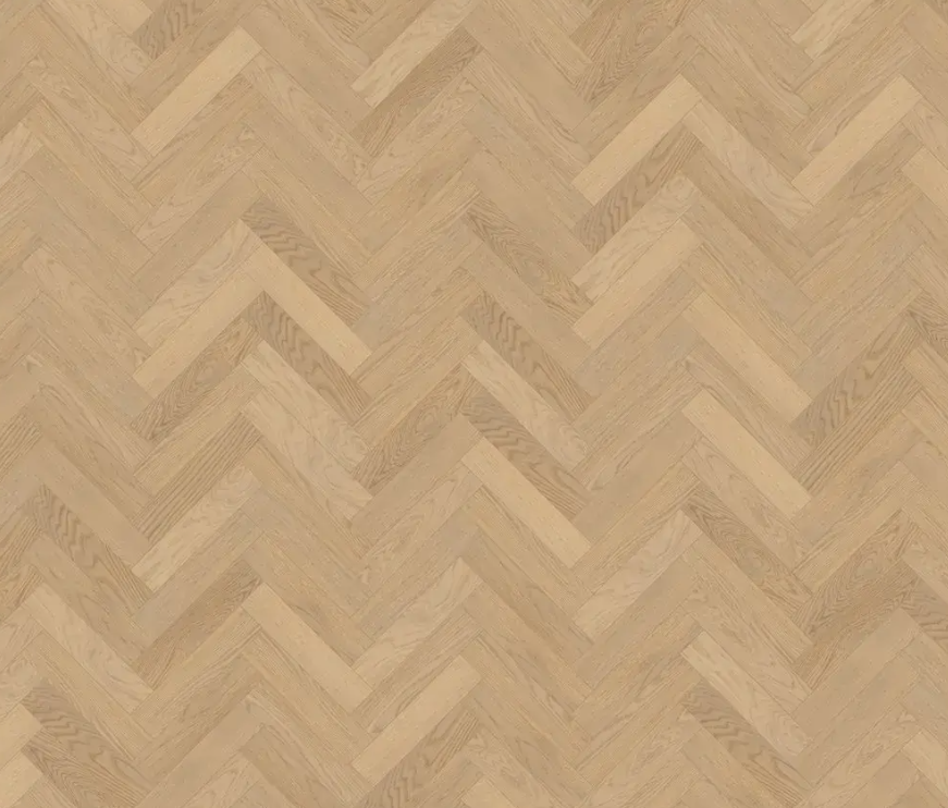 Паркет елка Crownwood Элеганс (Royal Parket) Английская елка 13 мм шип-паз Дуб Натур Пудровый лак с фаской