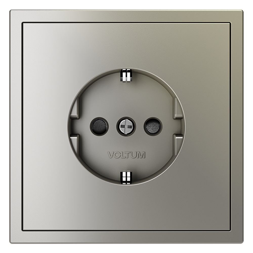 Розетка встраиваемая VOLTUM S70 с заземлением и защитными шторками, 16А, (шелк)