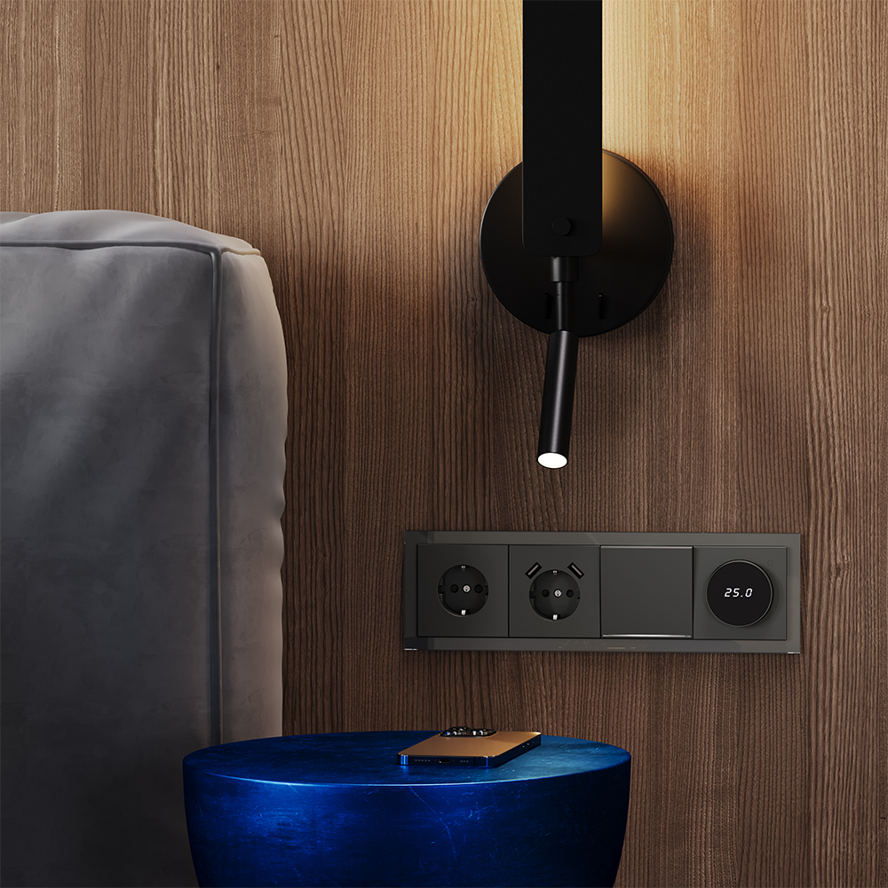 Рамка стеклянная VOLTUM S70 на 4 поста, (титан, стекло)