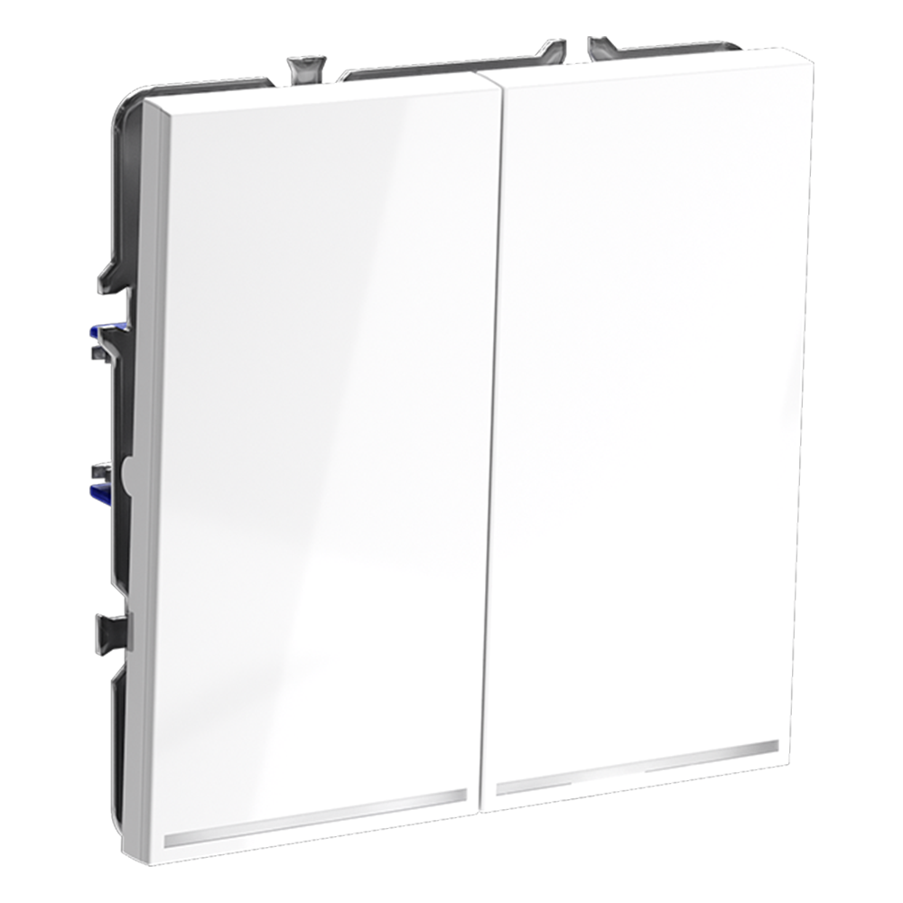 Выключатель встраиваемый VOLTUM S70 двухклавишный с подсветкой 10А, (белый глянцевый)