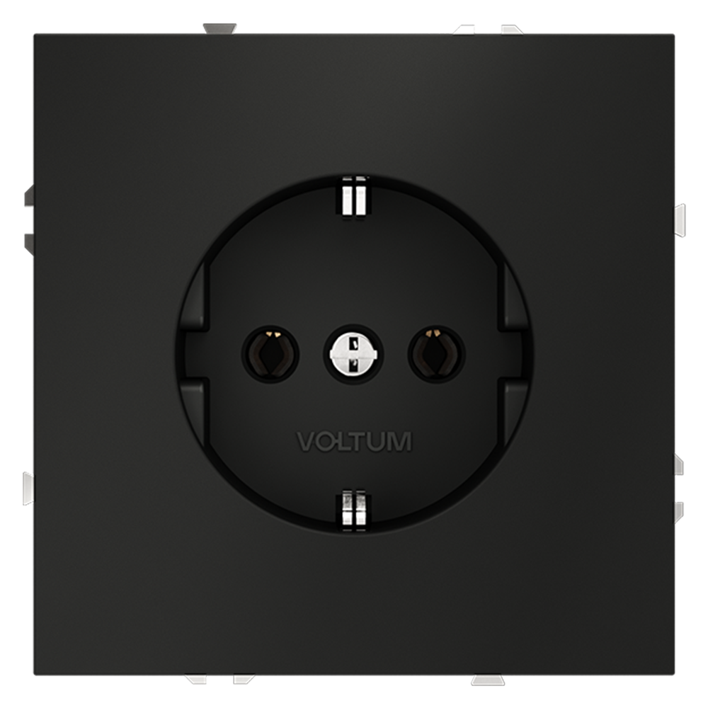 Розетка встраиваемая VOLTUM S70 с заземлением 16А, (черный матовый)