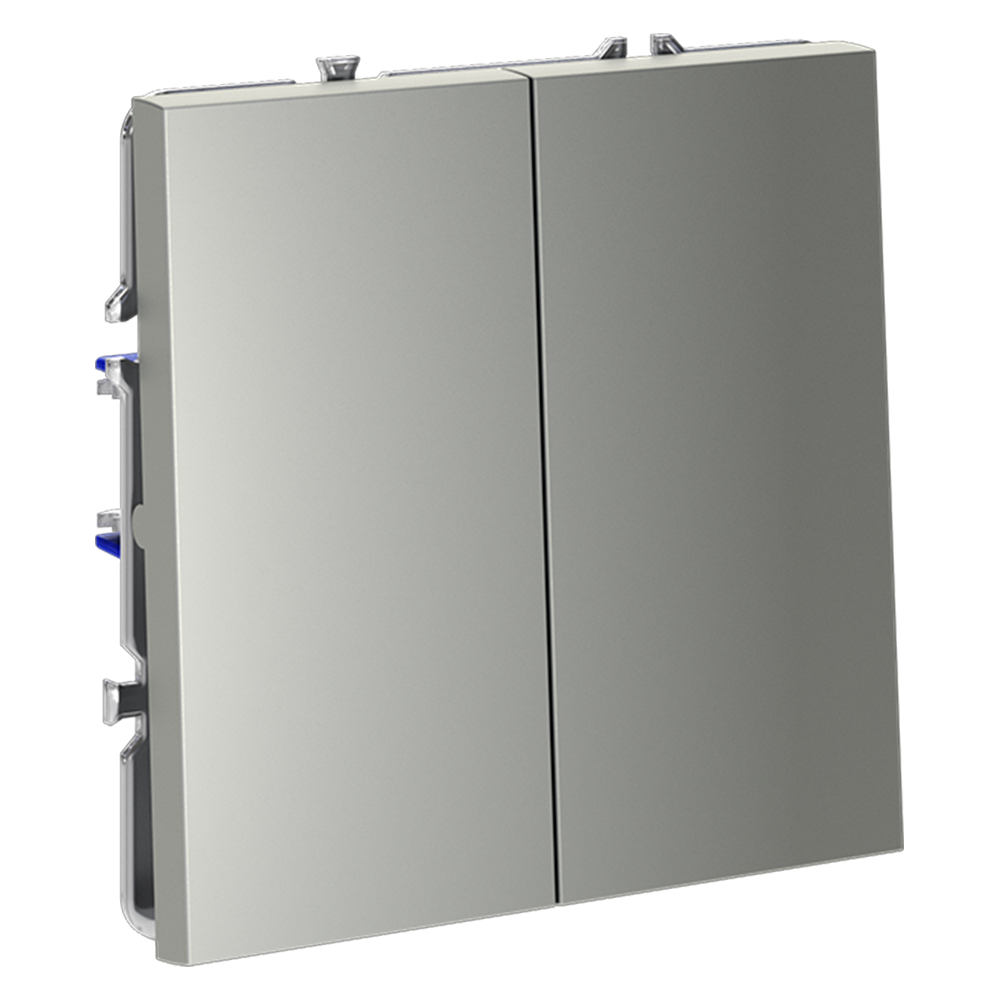 Выключатель с самовозвратом встраиваемый VOLTUM S70 двухклавишный 10А, (сталь)