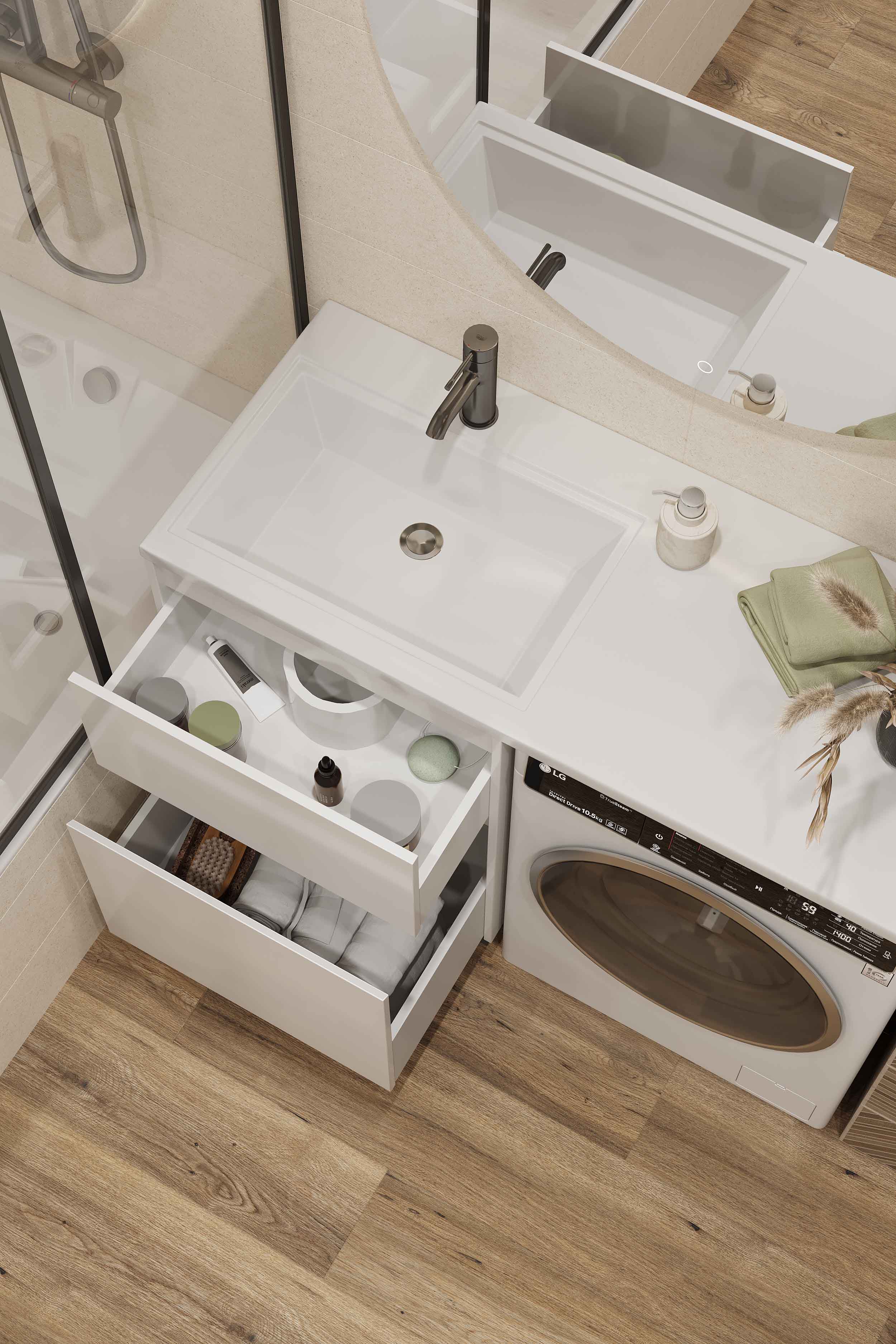 Тумба с раковиной напольная Creto Cafor White 120 левосторонняя