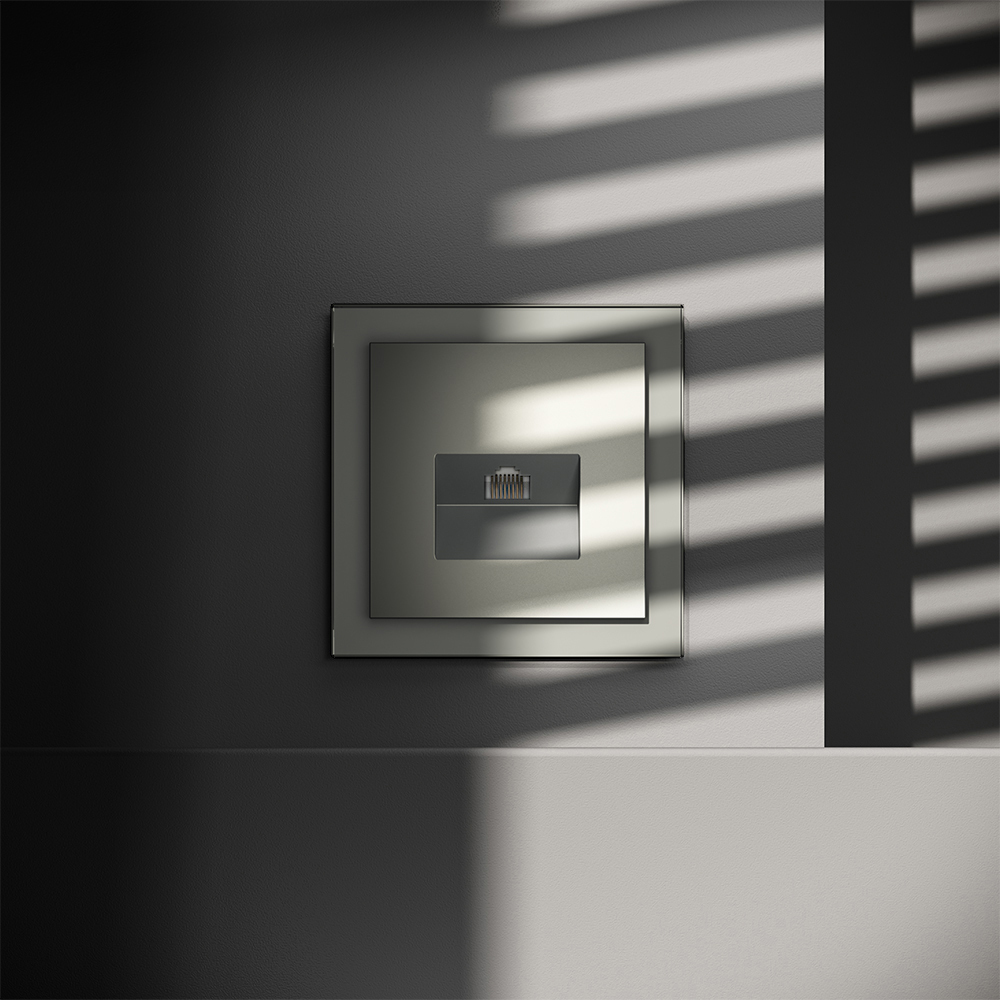 Розетка компьютерная встраиваемая VOLTUM S70 RJ45 кат.6, (сталь)