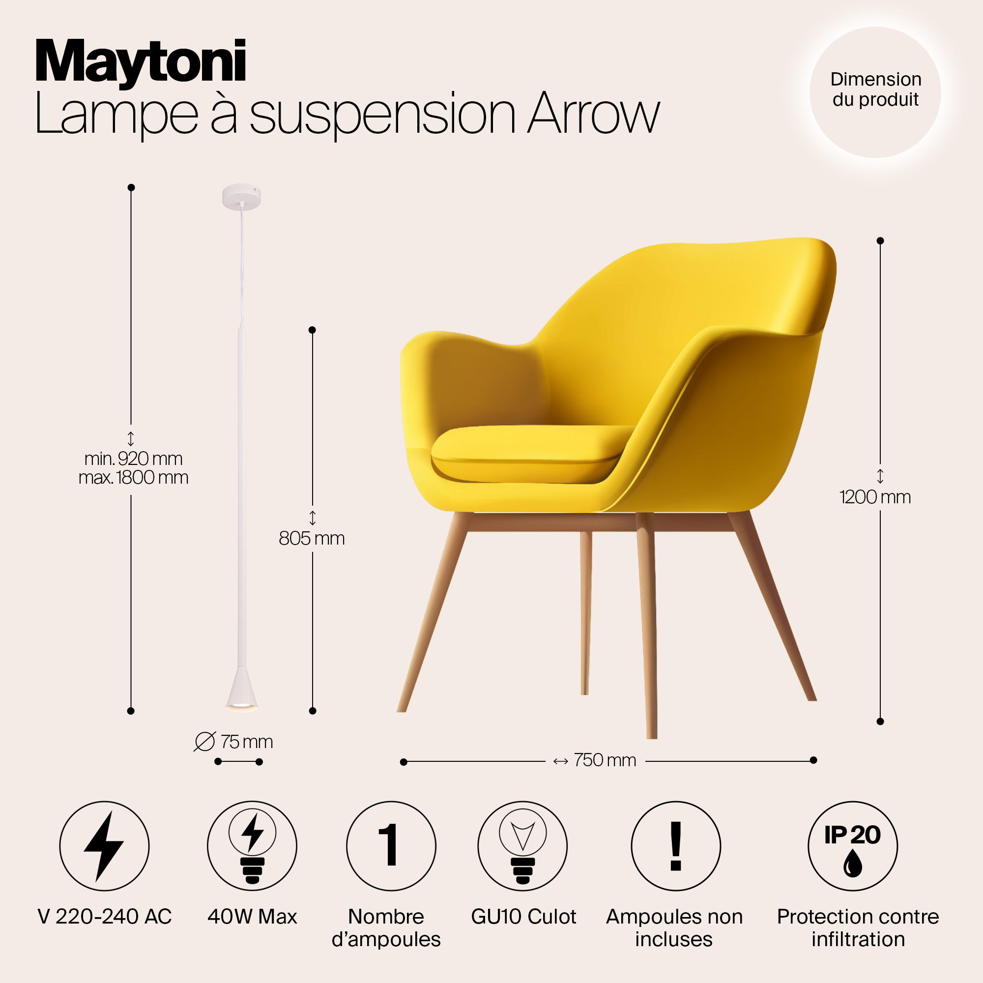Подвесной светильник Maytoni P064PL-01W