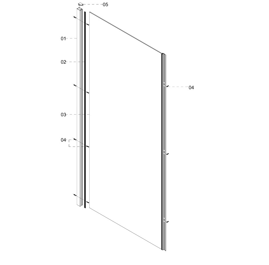 Боковое стекло Creto Astra 700 мм, стекло прозрачное профиль черный, 121-SP-700-C-B-6