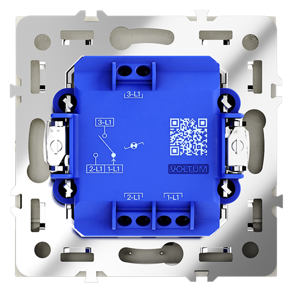Проходной переключатель встраиваемый VOLTUM S70 одноклавишный с подсветкой 10А, (сталь)
