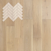 Паркет Елка Английская Lab Arte Angle Дуб Селект Чегет белый лак 500х150х14/3