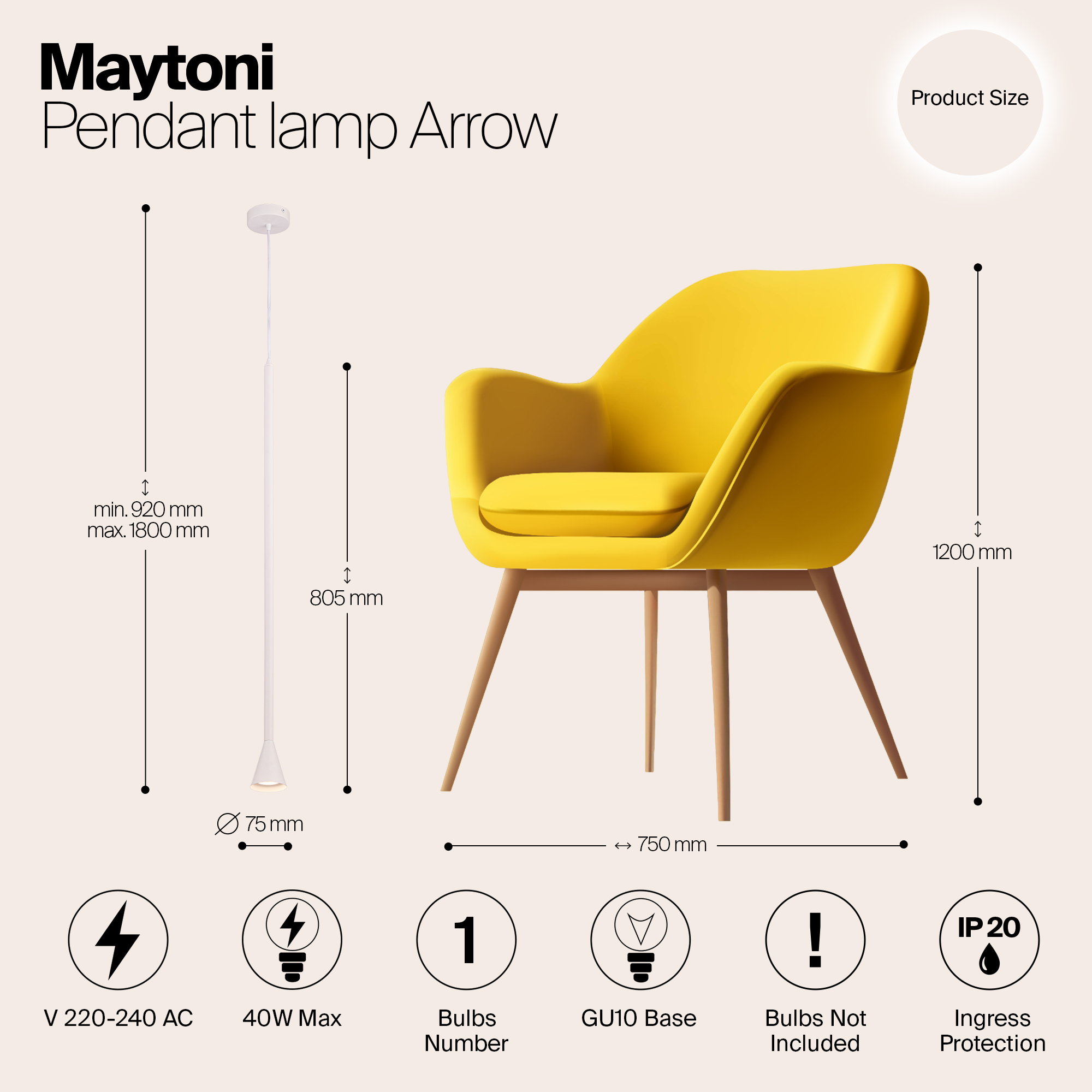 Подвесной светильник Maytoni P064PL-01W