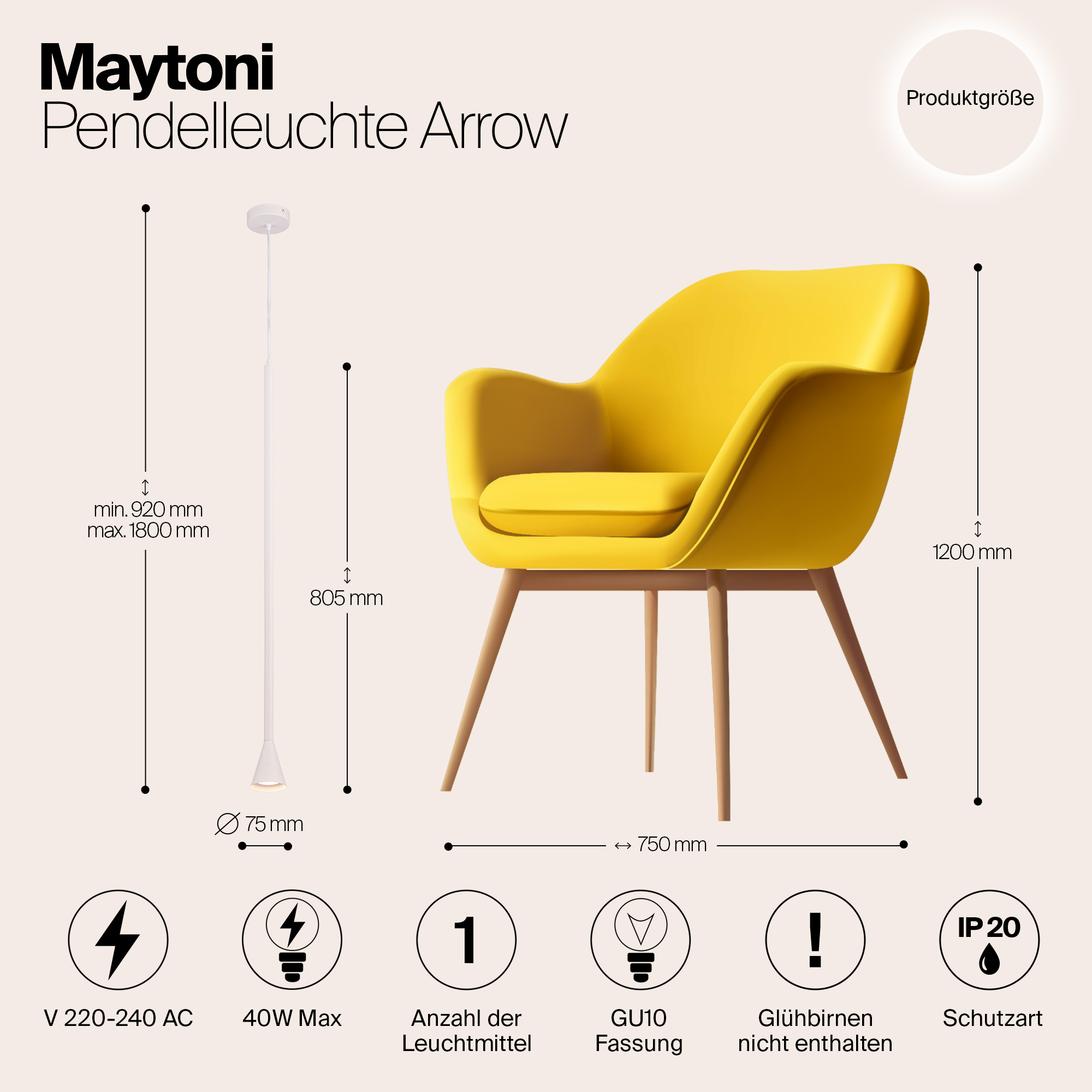 Подвесной светильник Maytoni P064PL-01W