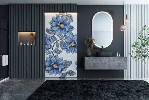 Керамогранит Декоративное панно MDetails Indigo Bloom (набор из 4шт. 60x120) 120x240