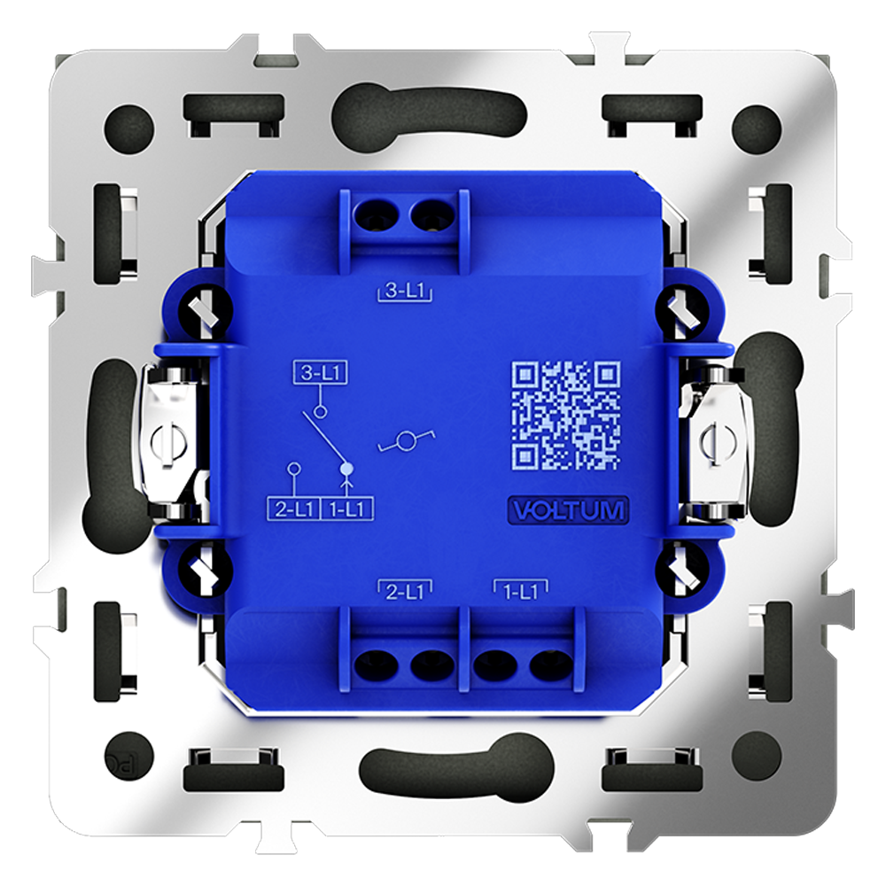 Проходной переключатель встраиваемый VOLTUM S70 одноклавишный 10А, (черный матовый)