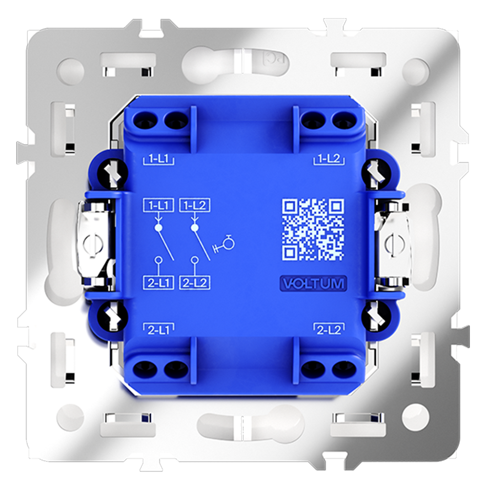 Выключатель с самовозвратом встраиваемый VOLTUM S70 двухклавишный 10А, (белый матовый)